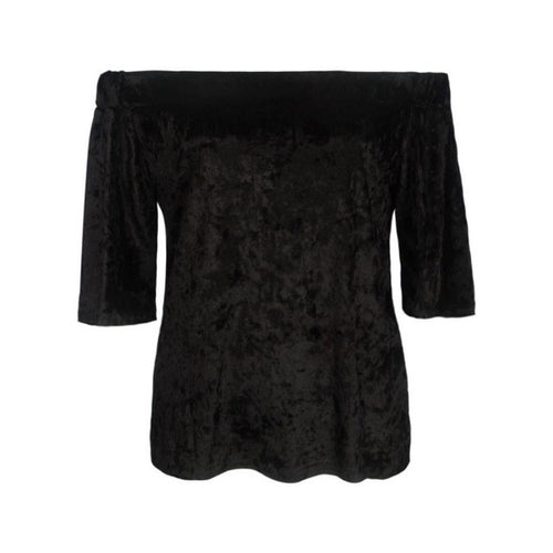 New Women T Shirt Velvet Off Shoulder 3/4 Sleeve T Shirt Women Tops Casual T-Shirt camisas femininas Women Clothes &23 GS