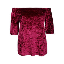 New Women T Shirt Velvet Off Shoulder 3/4 Sleeve T Shirt Women Tops Casual T-Shirt camisas femininas Women Clothes &23 GS