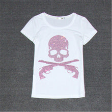 New Women T shirts Fashion T-shirt Woman O-neck Top Short Sleeve Skull Diamond Bling Female Plus Size t shirt 62561 GS