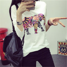 New Women T shirts clothing Animal Elephant Print t-shirt Women Top Full Sleeve Female O-neck Plus Size tops 71741 GS