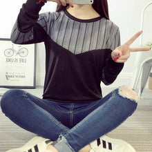 New Women T shirts clothing Geometric Print t-shirt Women Top Full Sleeve Female O-neck Plus Size tops 71743 GS