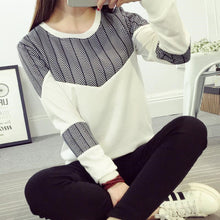 New Women T shirts clothing Geometric Print t-shirt Women Top Full Sleeve Female O-neck Plus Size tops 71743 GS