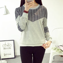 New Women T shirts clothing Geometric Print t-shirt Women Top Full Sleeve Female O-neck Plus Size tops 71743 GS