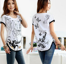 S-XL Fashion New Plus size T Shirts Women Loose t-shirts O-neck Floral Print Batwing Sleeve Tops A109 GS