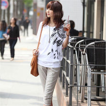 S-XL Fashion New Plus size T Shirts Women Loose t-shirts O-neck Floral Print Batwing Sleeve Tops A109 GS
