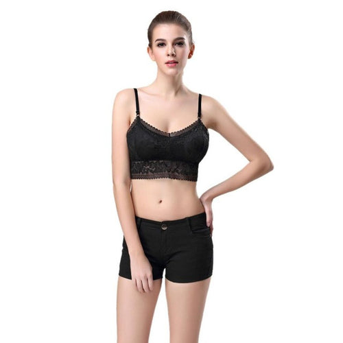 Sexy Lace Bra Bralette Fitness Padded Crop Top Women's Camis Tank Tops Bustier Short Vest Tank Top Women Black White #23 GS