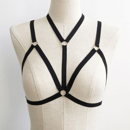 Sexy Women Elastic Lingerie Bra Bandage cage bra body Belt Crop Top Belt Goth Bodysuit Black #23 GS