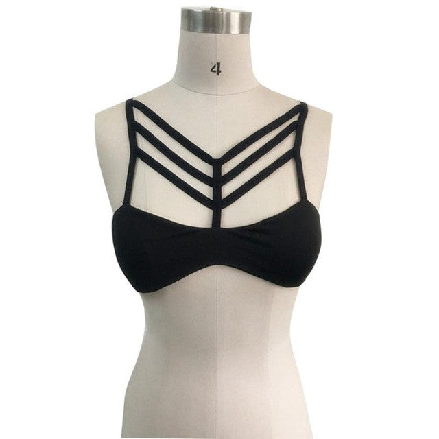 Sexy Women Hollow Crop Tops Spandex Backless Bralette Bustier Unpadded Bra Lingerie Cropped feminino #03 GS