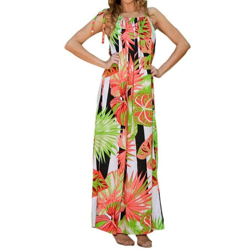 Sexy Women's  Boho Beach Print Long Maxi Bandage Dress Evening Party Dress Robe Female vestidos mujer #63 GS