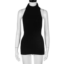 Backless Women Casual High Collar Sleeveless Knitted Tank Top For Women Vest Crop Tops Clubwear Rapa Femme #43 GS