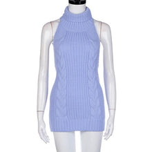 Backless Women Casual High Collar Sleeveless Knitted Tank Top For Women Vest Crop Tops Clubwear Rapa Femme #43 GS