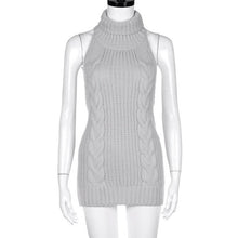 Backless Women Casual High Collar Sleeveless Knitted Tank Top For Women Vest Crop Tops Clubwear Rapa Femme #43 GS