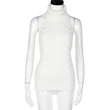 Backless Women Casual High Collar Sleeveless Knitted Tank Top For Women Vest Crop Tops Clubwear Rapa Femme #43 GS
