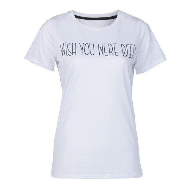 Cotton T-shirts Letter Print Casual Loose T shirt  For Women Top Tees t-shirt Female White #43 GS