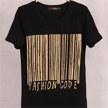Summer New Fashion Women CODE Letter Print T Shirt Casual Woman Short Sleeve Tops O-Neck Plus Size tee 72450 GS