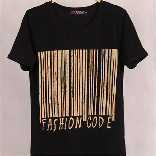 Summer New Fashion Women CODE Letter Print T Shirt Casual Woman Short Sleeve Tops O-Neck Plus Size tee 72450 GS