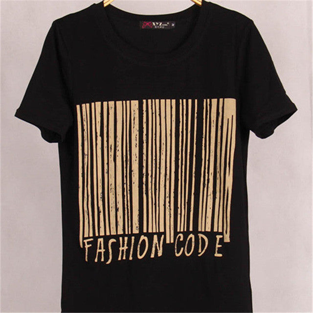 Summer New Fashion Women CODE Letter Print T Shirt Casual Woman Short Sleeve Tops O-Neck Plus Size tee 72450 GS