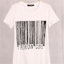 Summer New Fashion Women CODE Letter Print T Shirt Casual Woman Short Sleeve Tops O-Neck Plus Size tee 72450 GS