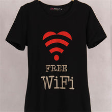 Summer New Fashion Women FREE WIFI Letter Print T Shirt Casual Woman Short Sleeve Tops O-Neck Plus Size tee 72449 GS