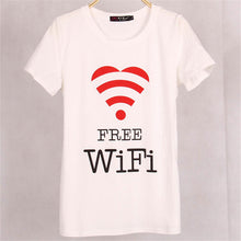 Summer New Fashion Women FREE WIFI Letter Print T Shirt Casual Woman Short Sleeve Tops O-Neck Plus Size tee 72449 GS