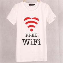 Summer New Fashion Women FREE WIFI Letter Print T Shirt Casual Woman Short Sleeve Tops O-Neck Plus Size tee 72449 GS