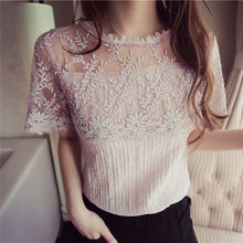 Summer New Fashion Women Summer Lace Sexy Patchwork T Shirt Casual Woman Short Sleeve Tops O-neck Plus Size tee 72413 GS