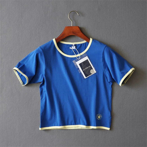 Summer New Fashion Women Top O-neck Crop Top Short Sleeve T shirt Women Short t-shirt 72078 GS