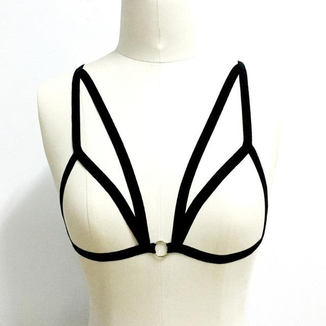 Sexy Body Gothic sexy Bra Women Sexy Bandage Lingerie Hollow Strappy Bra Body Goth Crop Top Black#63 GS