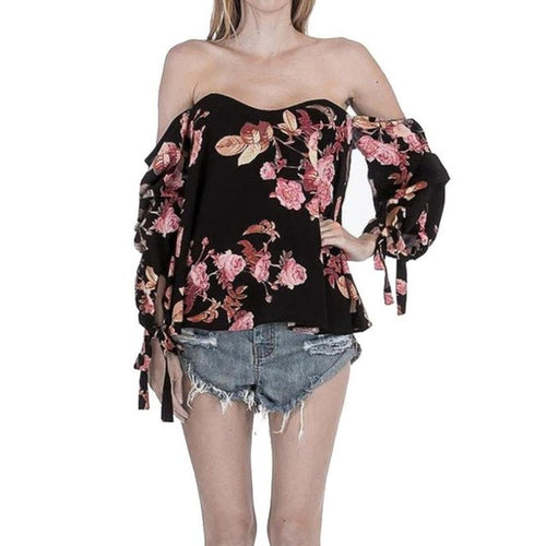 Short Sleeve Women T-Shirts Off Shoulder Tops Women Loose Flower Print Vintage Tee Shirt Women camisetas mujer #419 GS