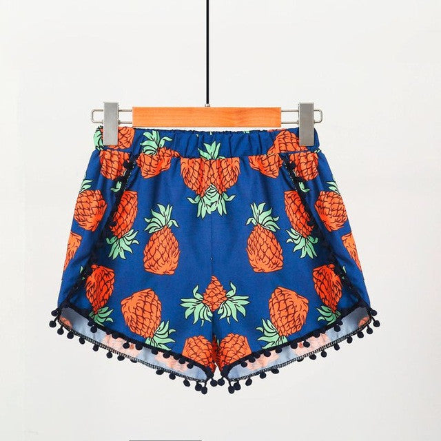 Shorts Women Tassels Floral Print Fashion Shorts Casual Tessal Beach High Waist Short Pants Short Feminino #63 GS