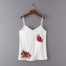 Sleeveless Tank Top For Women Sexy Appliques Rose Print Sleeveless Tank Crop Tops Vest Female Black White#63 GS