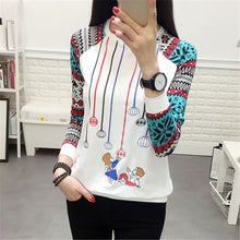 Summer Spring New Women Long Sleeve T Shirt kawaii character Print T-shirt Female Casual Tee Tops Blusas Femininas 72404 GS