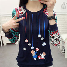 Summer Spring New Women Long Sleeve T Shirt kawaii character Print T-shirt Female Casual Tee Tops Blusas Femininas 72404 GS
