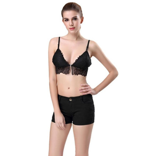 Style Fitness Bras For Women Black White Lace Sheer Sexy Trim Bralette Contrast Push Up Padded Bustier Crop Tops #23 GS