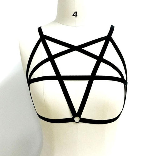 Style Women Sexy Hollow Out Bandage Elastic sexy Bra Strappy Gothic Bondage Crop Top Bustier Bra #63 GS