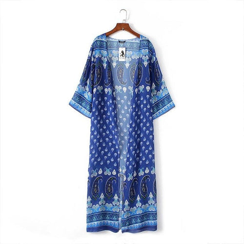 Women Floral Print Chiffon Loose Shawl Kimono Cardigan Tops Ladies Beach Cover up Shirts Blouses kimonos Women #53 GS