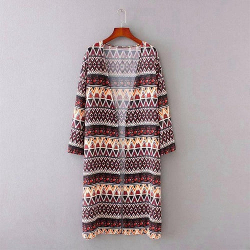 Women Kimono Cardigan Boho Style Long Sleeve Chiffon Blouse Shirt Female Long Chiffon Cardigans Kimonos Ladies #53 GS