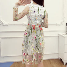 Summer Women Lace Dresses Full Sleeve Vestidos Sexy White Slim Dress Floral Embroidery Dress 72473 GS