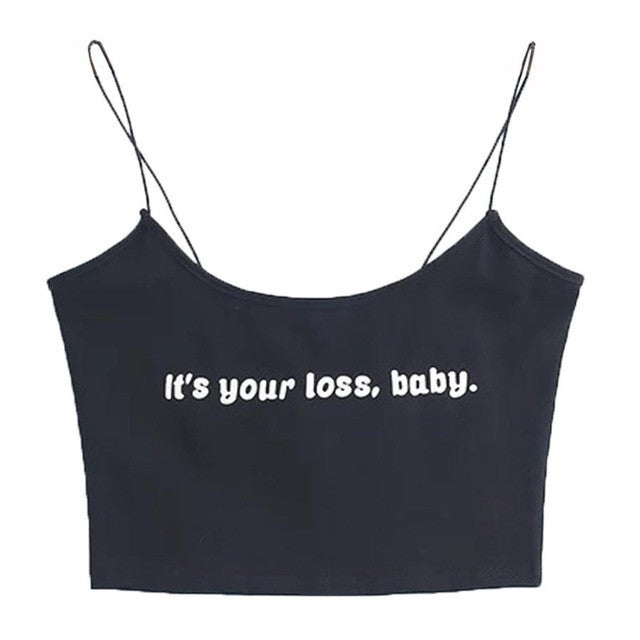 Women Sleeveless Crop Tops Letter Backless Halter Sling Camis Vest Women Tank Tops T-Shirt Femme Black White #23 GS