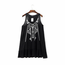 Vestidos Plus Size Sexy A-line Knee-length Dress Brief Sleeveless O-neck Tribal Print Embroidery Women Dresses 7 GS