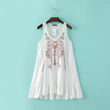 Vestidos Plus Size Sexy A-line Knee-length Dress Brief Sleeveless O-neck Tribal Print Embroidery Women Dresses 7 GS