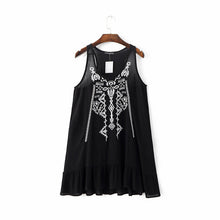 Vestidos Plus Size Sexy A-line Knee-length Dress Brief Sleeveless O-neck Tribal Print Embroidery Women Dresses 7 GS