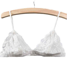 Women Floral Sheer Lace Crop Top Unpadded Hollow Out Triangle Bralette Bra Bustier Crop Top Lingerie Mesh lining Camis #43 GS
