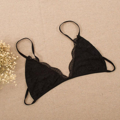 Women Hollow bralette crop top Translucent Underwear Black White Sheer Lace Strap Lingerie Bra Top Bustier #25 GS