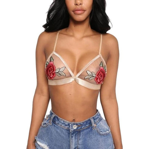 Women Ladies Sexy Lace Embroidery Crop Top Bralette triangle Camis Women Cropped  Tops Female #23 GS