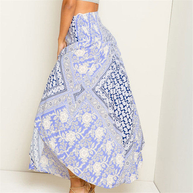 Women New Autumn Skirt Ankle-Length A-line Skirt Female Fashion Maxi Plus Size Print Bohemia Hot  72188 GS
