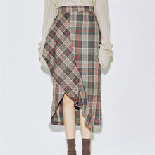 Women New Autumn Skirt Mid-calf A-line Skirt Female Fashion Maxi Plus Size Plaid Skirt Hot  72250 GS