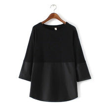 Women Summer Basic T Shirt Fashion Patchwork Tops O-Neck Three Quarter 3/4 Sleeve t-shirt 72256 GS