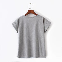 Women Summer Print Appliques T Shirt Fashion Bling Shining Casual Woman Irregular Tops O-Neck Short Sleeve t-shirt 72327 GS
