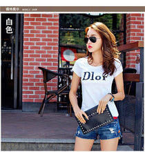Women Summer Print T Shirt Fashion Print Woman Letter Print Tops O-Neck Short Sleeve t-shirt 71445 GS